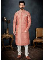 Slub Jacquard Rust Traditional Wear Weaving Kurta Pajama